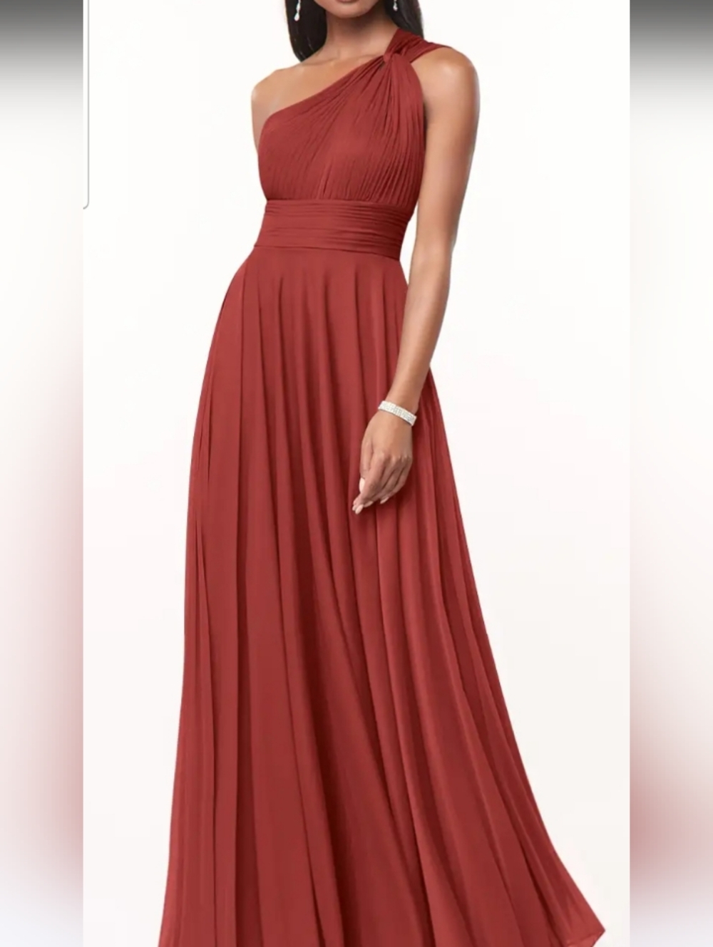 Azazie One-Shoulder Rust Gown. Excellent Condition Never Worn.  NWOT. Size A14